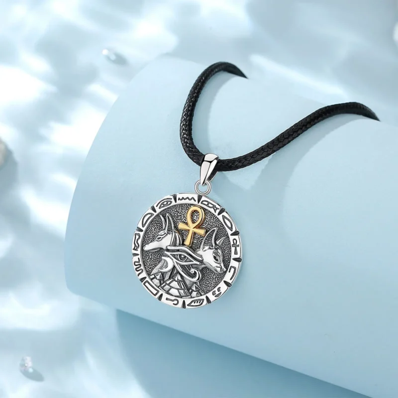 Collier égyptien Anubis Patron Dieu en argent – Image 2