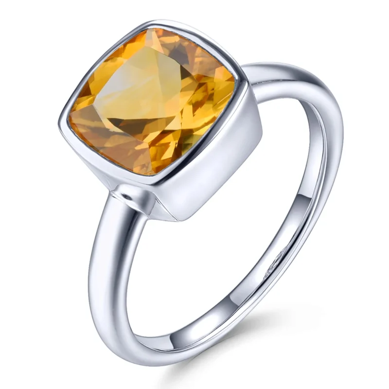 Bague avec citrine naturelle 1,9 carats, argent 925