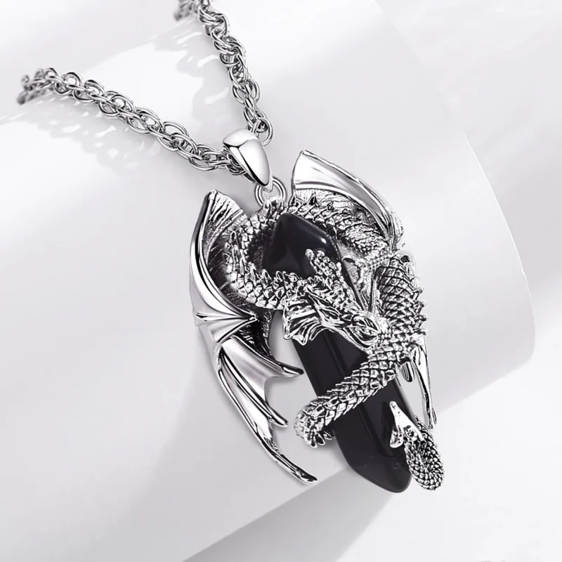 Collier obsidienne dragon – Image 2