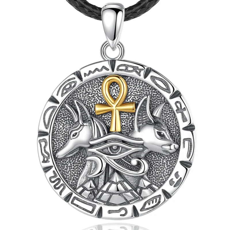 Collier égyptien Anubis Patron Dieu en argent